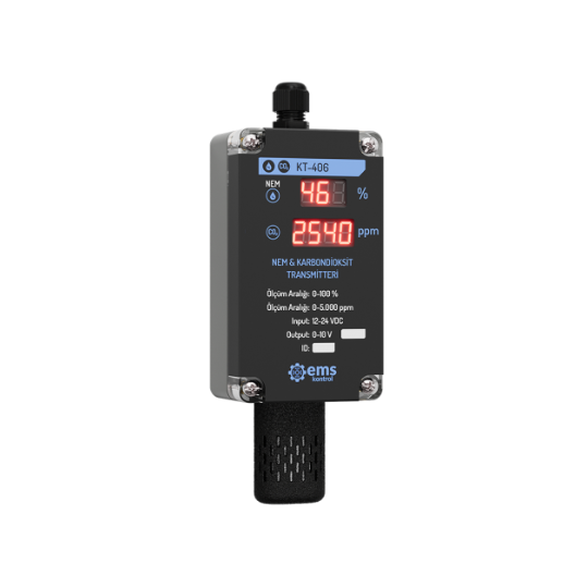 KT-4X6 Göstergeli Nem & Karbondioksit (CO₂) Transmitteri